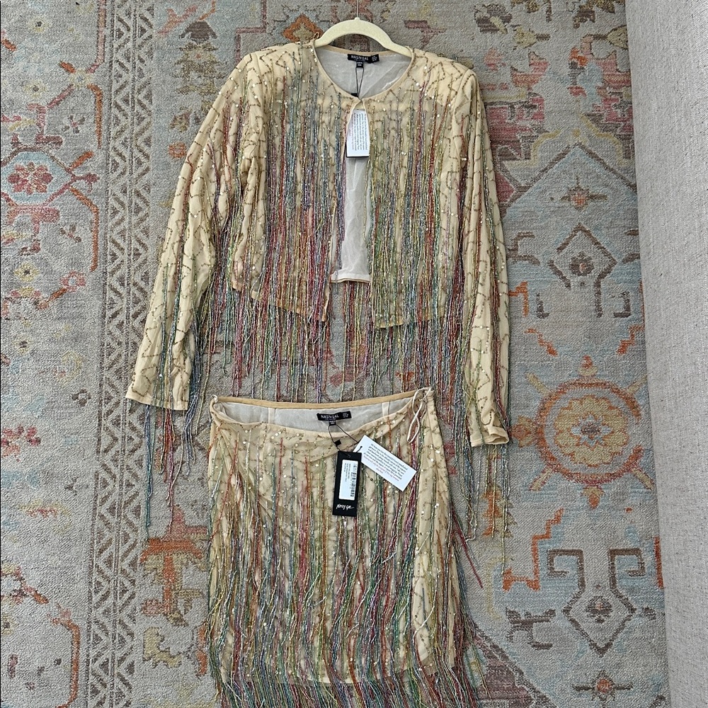 Nasty Gal Tassel Beaded Jacket + Skirt